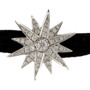 Diamond 14k White Gold Starburst Velvet Choker Necklace